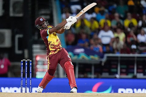Andre Russell hits a six against South Africa